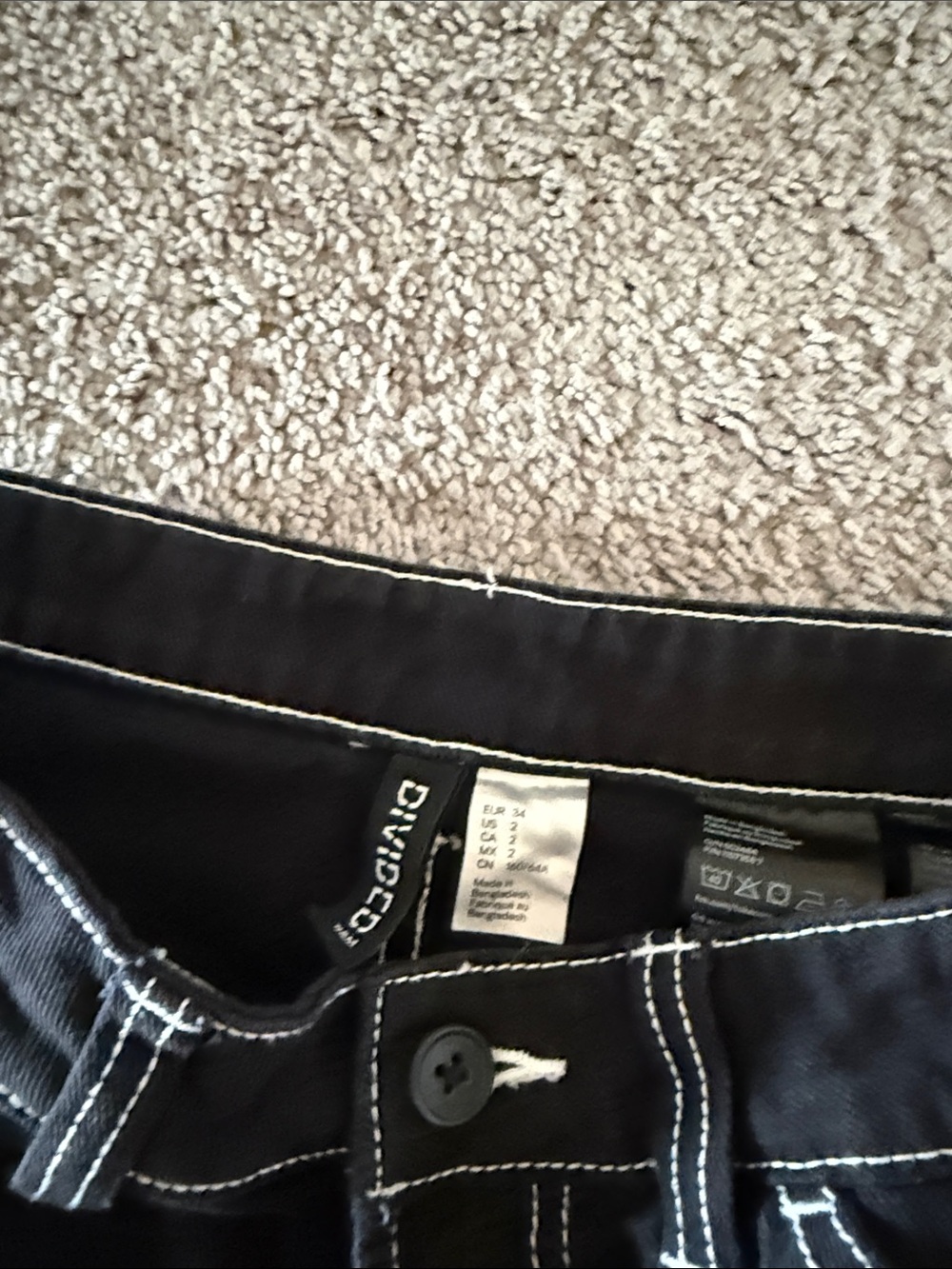 H&M Divided Black Pants with White Contrast Stitching